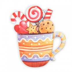 Pendentif en Acrylique Plexi Coupe avec Bonbons et Biscuits 68 x 75 mm