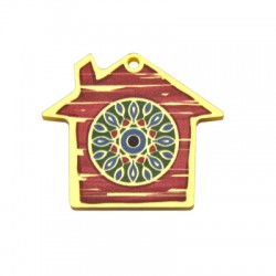 Pendentif en Acrylique Plexi avec Maison et œil Maléfique 43 x 37 mm