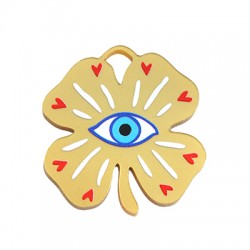 Colgante de Metacrilato Trébol con Ojo y Corazones 40mm