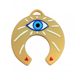 Pendentif en Acrylique Plexi fer à Cheval avec œil Maléfique et cœur 40 mm