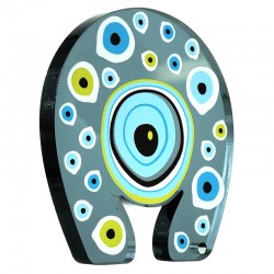 Herradura Decorativa de Plexi Acrílico con Ojos Malvados 92 x 100 mm
