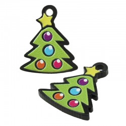 Breloque en Acrylique Plexi Arbre de Noël avec Étoile 16 x 19 mm