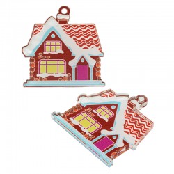 Pendentif en Acrylique Plexi Maison avec Neige 30 mm