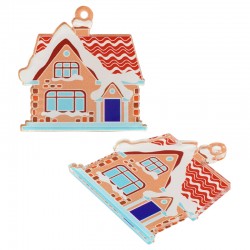 Pendentif en Acrylique Plexi Maison avec Neige 40 mm