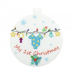 Πλέξι Ακρυλικό Μοτίφ Γούρι Μπάλα “My 1st Christmas” 60mm