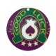 Pendentif rond en Acrylique Plexi « GOOD LUCK » avec fer à Cheval 50 mm