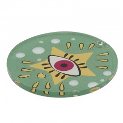 Pendentif rond en Acrylique Plexi avec Étoile et œil Maléfique 50 mm