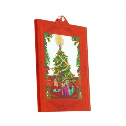 Colgante Cuadrado de Acrílico Plexi con Árbol de Navidad y Regalos, 70 mm
