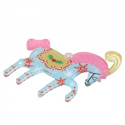 Pendentif en Acrylique Plexi Licorne avec Flocons de Neige et Bonbons 60 x 63 mm