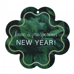 Pendentif en Acrylique Plexi Trèfle à Quatre Feuilles « NEW YEAR » 81 mm