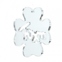 Colgante de Metacrilato Trébol 4 Hojas "Suerte" Griego 62mm