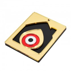 Pendentif Rectangulaire en Acrylique Plexi avec Maison et œil Maléfique 71 x 90 mm