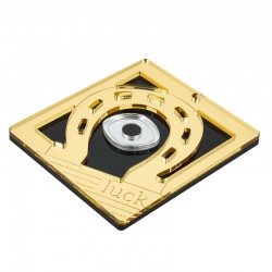 Colgante Rectangular de Acrílico Plexi «Suerte» con Herradura 80 x 90 mm