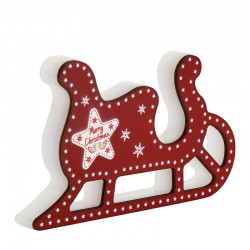 Trineo Decorativo de Plexiglás Acrílico y Madera «Merry Christmas» 106 x 64 mm