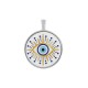 Plexi Acrylic Pendant Round with Evil Eye & Zamak Setting 33mm