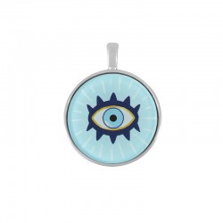Pendentif rond en Plexiglas Acrylique avec œil Maléfique et Monture en Zamak 33 mm