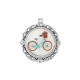Pendentif rond en Acrylique Plexi avec vélo et Monture en Zamak 40 mm