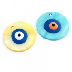 Colgante de Nacar Redondo con Ojo Esmaltado 30mm