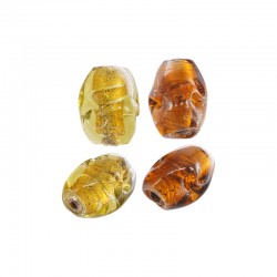 Γυάλινη Χάντρα Οβάλ Ακανόνιστη 17x21mm Ø3.5mm