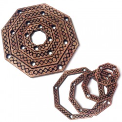 Pendentif Octagone en Bois 4 pièces 50mm
