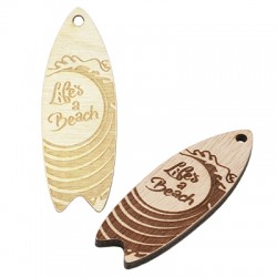 Pendentif en Bois Planche de Surf 60x22mm (Ø 3,5mm)
