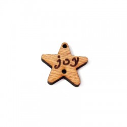 Pendentif en bois Étoile « joie » avec 2 Trous 25 mm