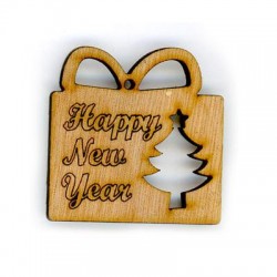 Pendentif en bois Cadeau de Noël « Bonne Année » 50 mm