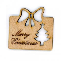 Pendentif en bois Cadeau de Noël « Joyeux Noël » 70 x 68 mm