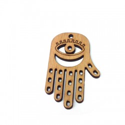 Pendentif Main de Fatima (Hamsa) en Bois 36x54mm