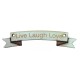 Ciondolo di Legno Targhetta con Scritta "Live Laugh Love" 55x11mm