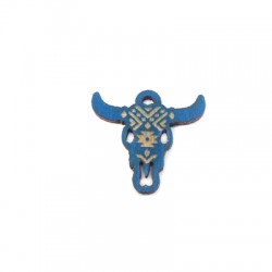 Pendentif Tête de Taureau en Bois 25x21mm