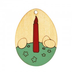 Pendentif en bois œuf avec Bougie 42 x 57 mm