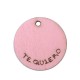 Charm di Legno Rotondo con Scritta Incisa "TE QUIERO" 24mm