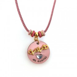 Pendentif rond en bois « σε Αγαπώ » 24 mm