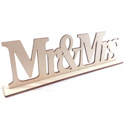 Decorazione di Legno Targa con Scritta "Mr&Mrs" 32x9cm (set 2 pezzi)