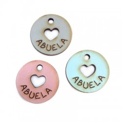 Wooden Charm Round 'Abuela' 17mm