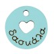 Wooden Charm Round "δασκάλα" with Heart 17mm