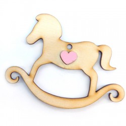 Colgante de Madera Caballode Balancín con Corazón 94x70mm