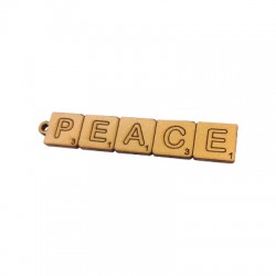 Pendentif en bois en Forme de Pièce de Scrabble « Peace » 83 x 16 mm