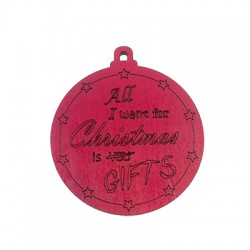 Pendentif en bois « Tout ce que je veux pour Noël. ce sont des Cadeaux » 70 mm