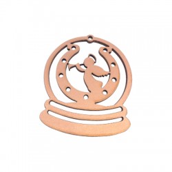 Pendentif en bois fer à Cheval avec ange 74 x 64 mm