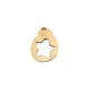 Wooden Teardrop Pendant Star 34x24mm