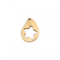 Pendentif goutte en Bois 34x24mm