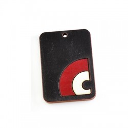Pendentif réctangulaire en Bois avec œil porte-bonheur 32x45mm