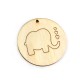 Wooden Pendant Round Elephant 50mm