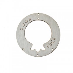 Pendentif rond en bois « GOOD LUCK » avec Grenade 90 mm