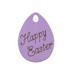 Colgante de Madera Huevo de Pascua "Happy Easter" 40x30mm