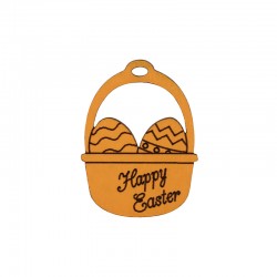 Pendentif en bois « Panier de Pâques » 37 x 27 mm