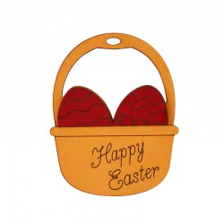 Colgante de Madera Cesta "Happy Easter" 79x63mm