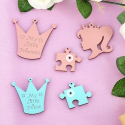 Ciondolo di Legno Corona con "My Little Princess" Inciso 80x82mm